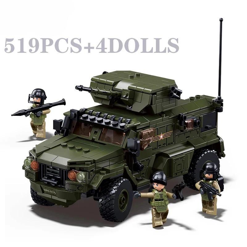 519PCS Military VDVS Assault Armored Vehicle Car Model Building Blocks Sets with 4 Figures Dolls Educational Toys No Box Gifts for Kids