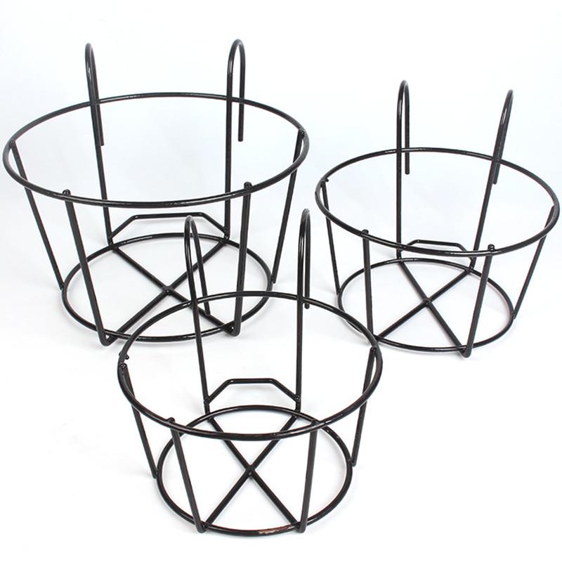 Hanging Wrought Iron Balcony Plant Rack: Potted Succulents & Chlorophytum Display Stand