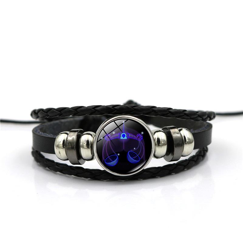 12 Constellation Time Gem Bracelet for Men and Women, Birthday Gift Trend Hand-woven Beaded Bracelet Personalized Jewelry