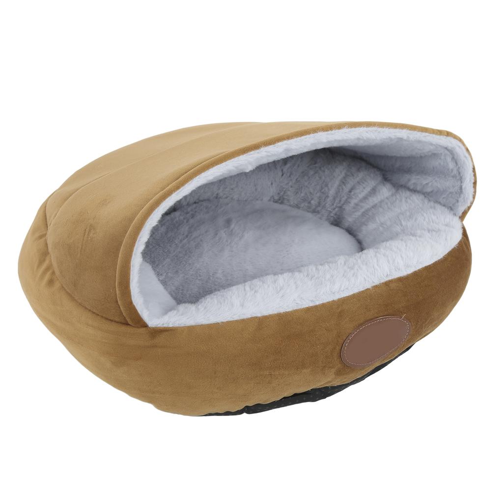 Muschelform Haustiernest Bequemes Plüsch Kleine Hunde Winterwärme Halbgeschlossenes Haustier Katzenbett Kaffee