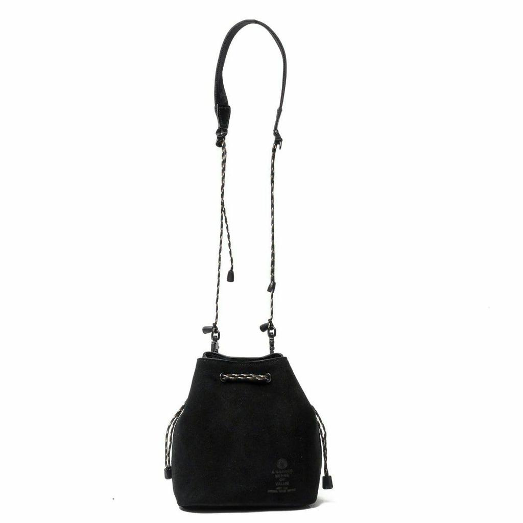 ASSOB Water Proof Suede Mini Drawstring Shoulder Drawstring Black Bag,