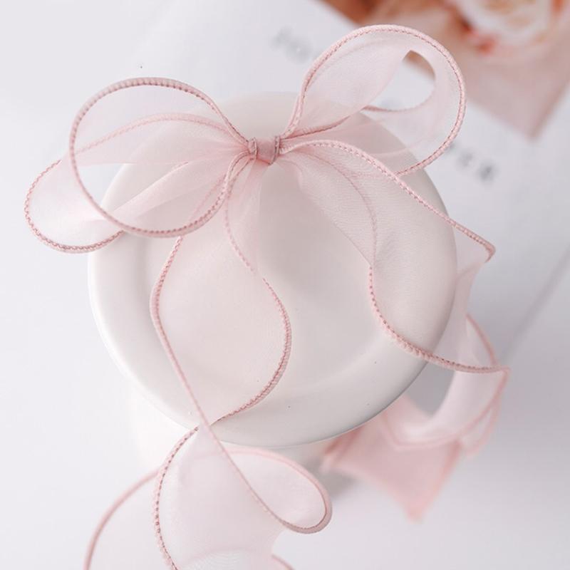 New 10Yards Organza Solid Color Ribbon 4cm Wavy Edge Ribbon For For Flower Bouquet Gifts Packaging Party Decorations DIY
