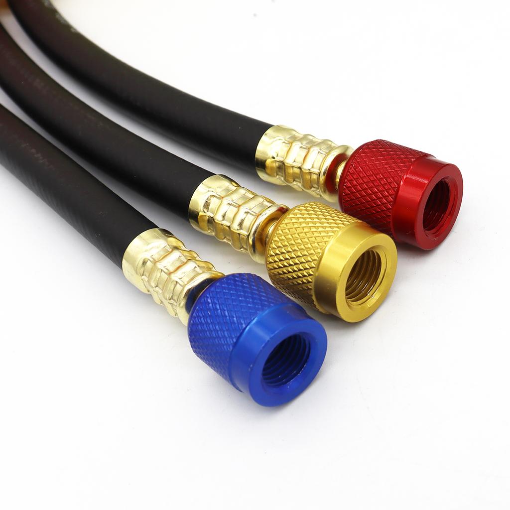 Rubber Material R410A 1/4'' SAE  Charging Hose Set HVAC Air Condition Refrigerant Charging Hoses 4000psi burst/800psi Max