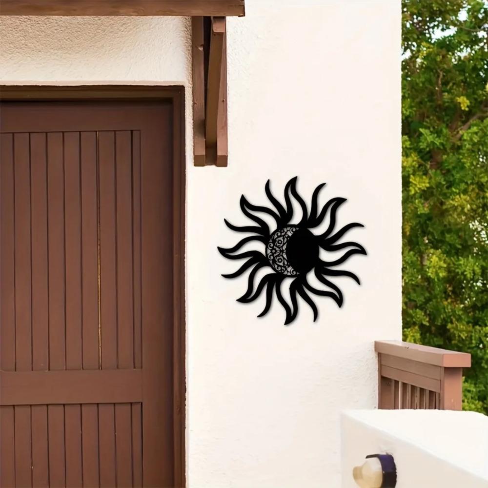1pc Metal Sun and Moon Art Wall Decor - Elegant Sun and Moon Sign - Iron Art Silhouette - Unique Metal Wall Hanging for Home