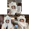 Polyester Winter Knit Hat With Earmuff And Scarf For Girls And Teens