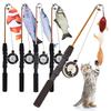 Creative Retractable Cat Teaser Wand Toy Ultra-Long Refills Interactive Cat Fishing Rod Catnip Cat Feather for Indoor Cats
