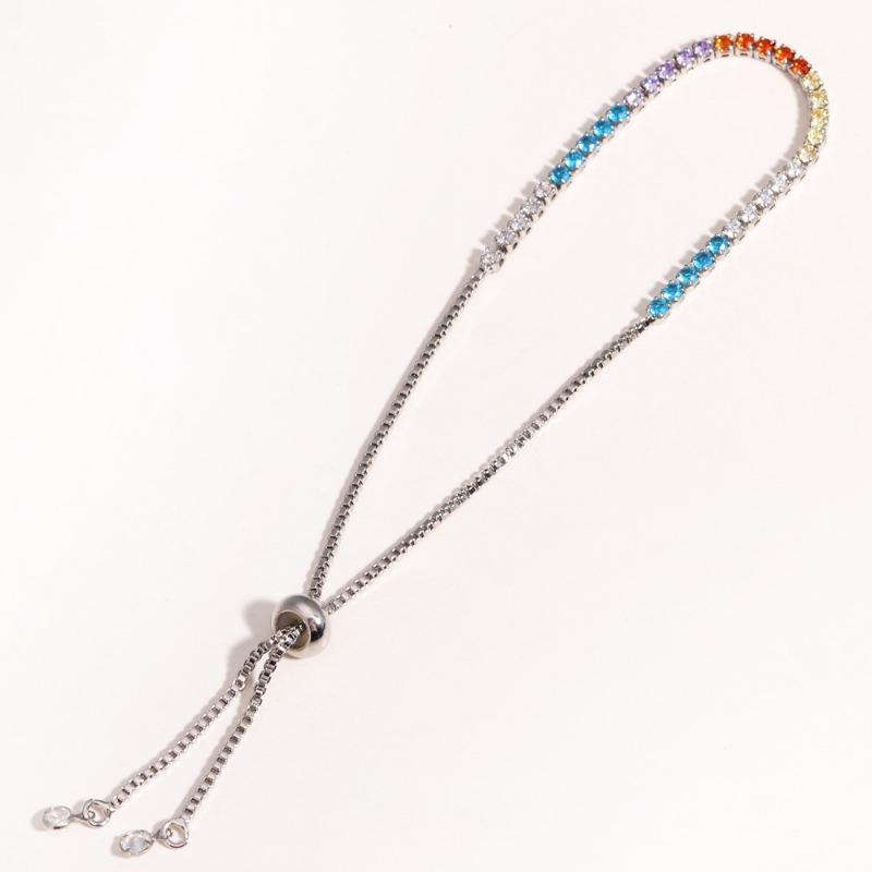 18K Gold Plated Rainbow CZ Tennis Bracelet – Luxury Colorful Gemstone Jewelry, Sparkle Gift for Women