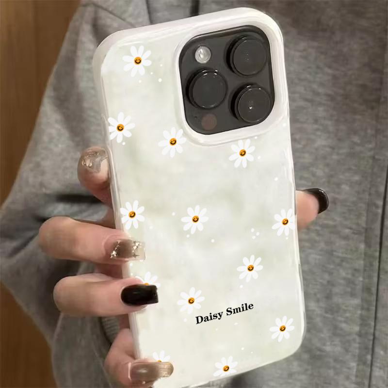 Daisy Flower Candy Color Phone Case For iPhone 15 Pro Max 16 17 14 13 Pro Max 13 12 11 Plus Soft ShockProof Fashion Luxury Funda
