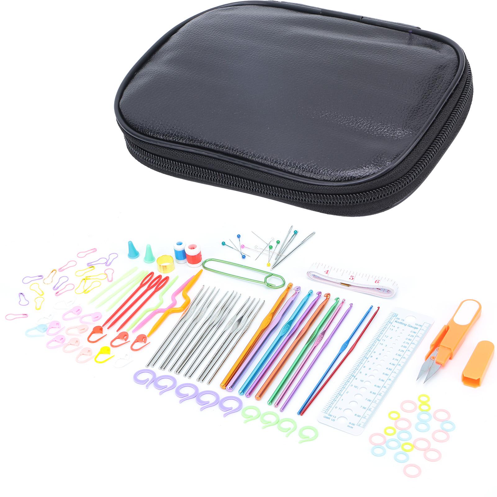 

Набор из 100 шт. крючков для вязания крючком DIY 22 крючка с мелкими аксессуарами для любителей вязания чёрный