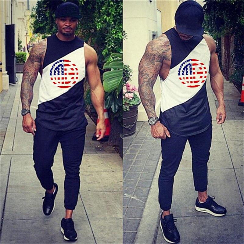 Muscleguys Sports Casual Printing Mens Tank Tops Fashion Bodybuilding Muscle Sleeveless T-shirt  Men's Comfortable Breathable Tranning Vest
