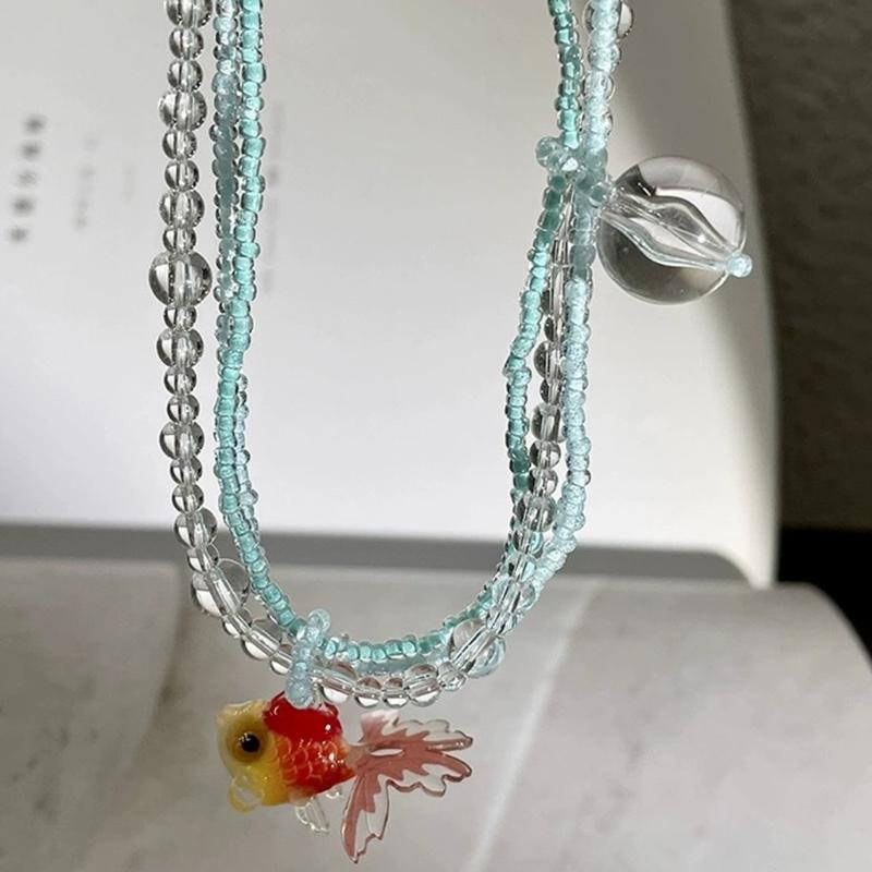 

Ожерелье-амулет «Счастливый карп» Несколько нитей Сочетаемое ювелирное изделие Прочный акрил для повседневного ношения