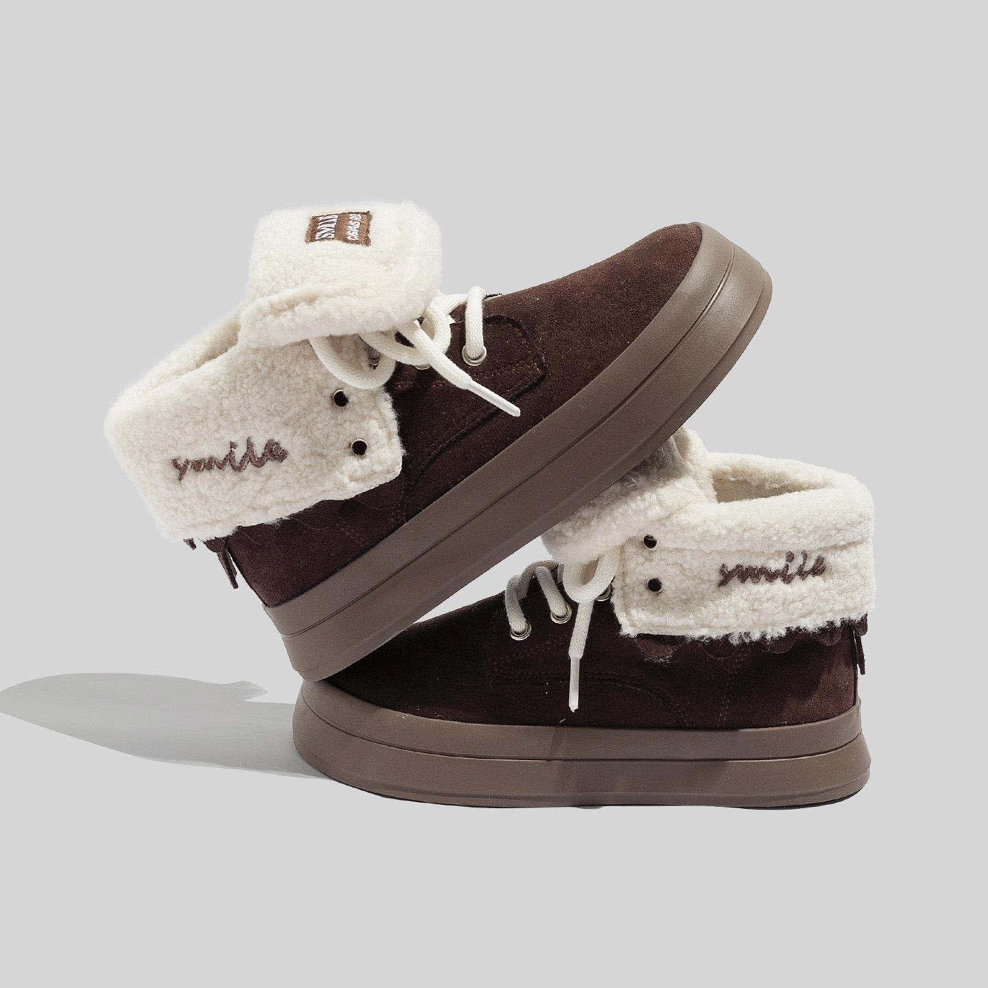 Belle velvet high-top cotton shoes 22 new winter warm snow boots platform casual 35