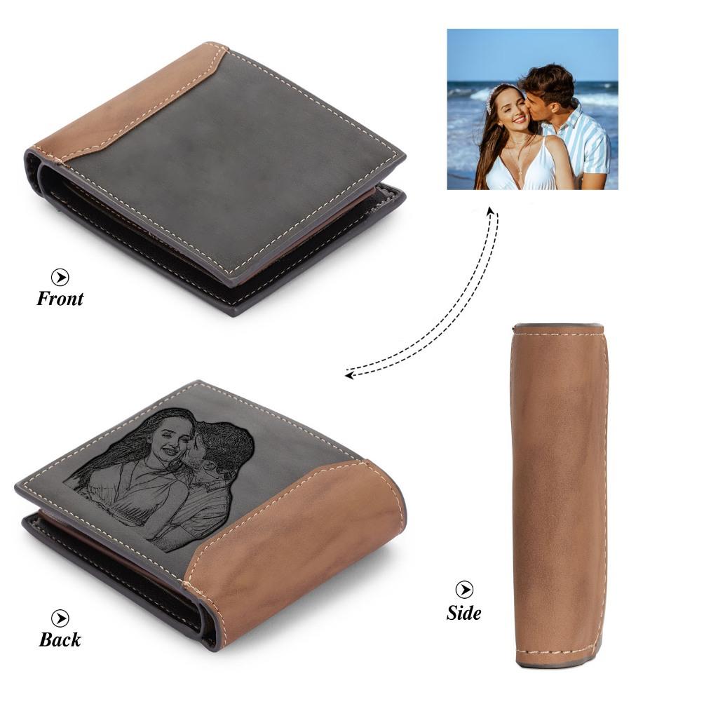 Picture Card Holder Wallet Bifold Wallet for Men Gift for Husband Father's Day Anniversary Birthday Gifts