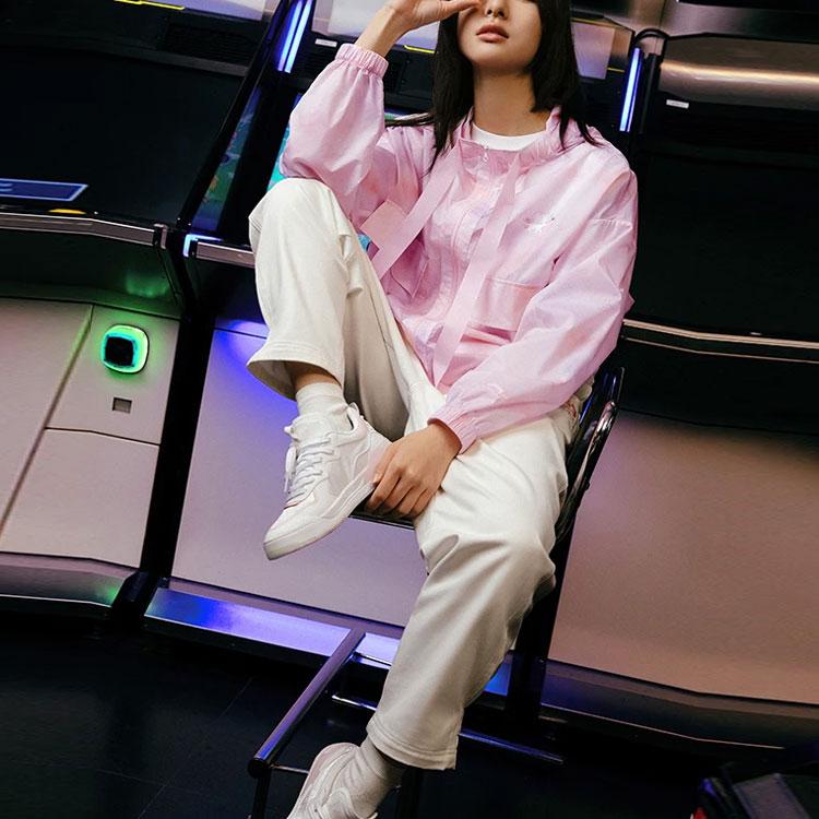 Li Ning Sports Fashion Serie - Kirschblüten-Serie SS22 Lässige Kapuzenjacke mit langen Ärmeln Damenjacken Rosa AFDS946-2