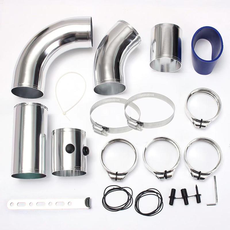Universelles Auto Kaltluftansaugsystem 76mm 3 Zoll Aluminiumrohr Ansaugrohr Kit Turbo Direktes Kaltluftfiltersystem