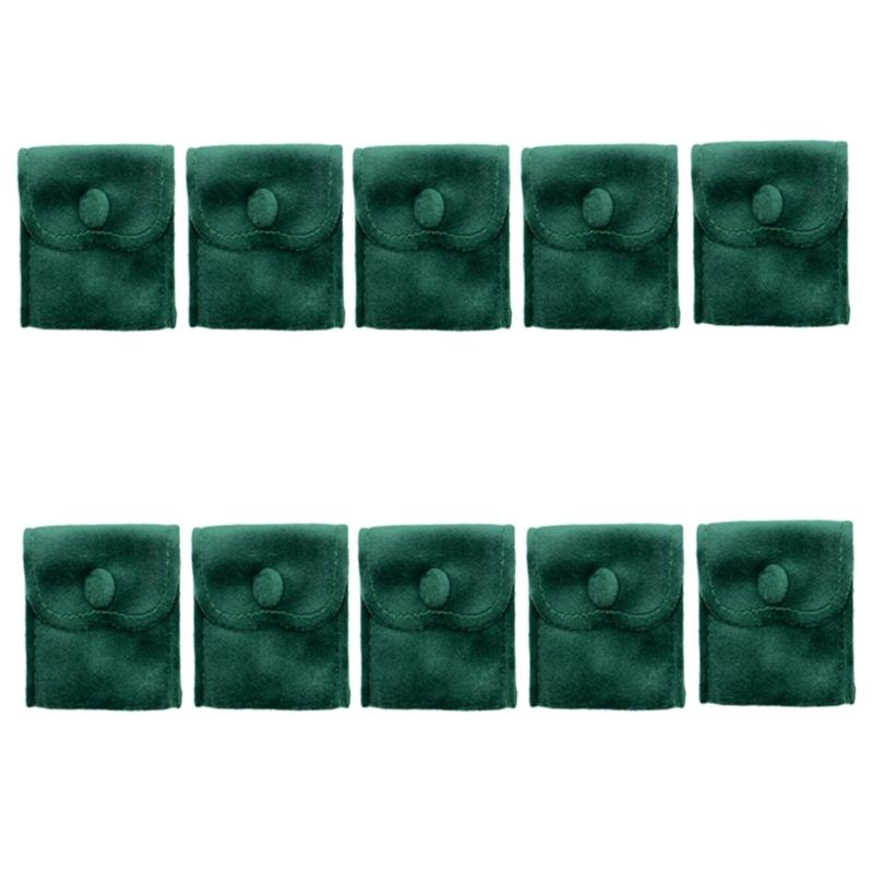 Soft Velvety Jewelry Storage Pouches, 10 Separate Snap-Button Bags for Sorting, Travel Carrying, and Gift Presentation