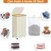 100L Slim Laundry Hamper with Lid Dirty Clothes Basket with Removable and Washable Inner Bag Foldable for Bathroom Bedroom Dorm