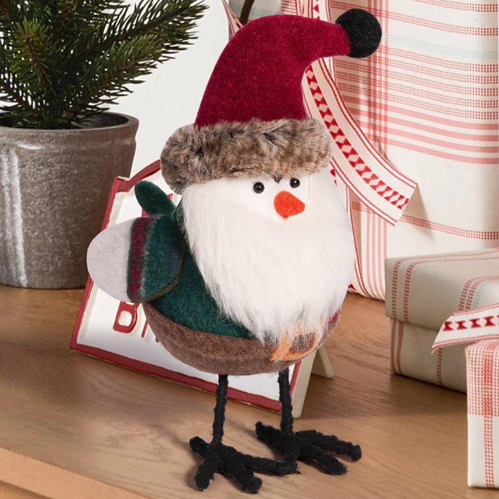 Cute Santa Claus Bird Decorations Handmade Merry Christmas Decor Party Favors