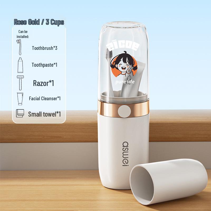 Portable Travel Toothbrush Set: Wash Cup & Holder with Storage