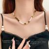 Titanium Steel Pearl & Tiger Eye Vintage Clavicle Necklace - Light Luxury Niche Design