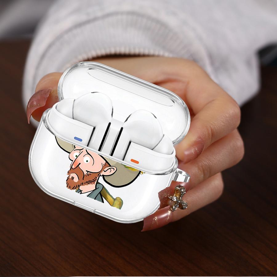 Case For Samsung Galaxy Buds 2 4 Pro 3 FE 4Pro Live 3Pro 2Pro Clear Earphone Cases Cover With Hook Van Gogh Creative Design