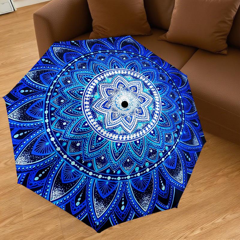 1PC mandala pattern Umbrella-8-Rib Reinforced, Automatic Open, Lightweight & Durable, Cute Fashion Accessory for Outdoor, Beach, or Casual Use, Beach