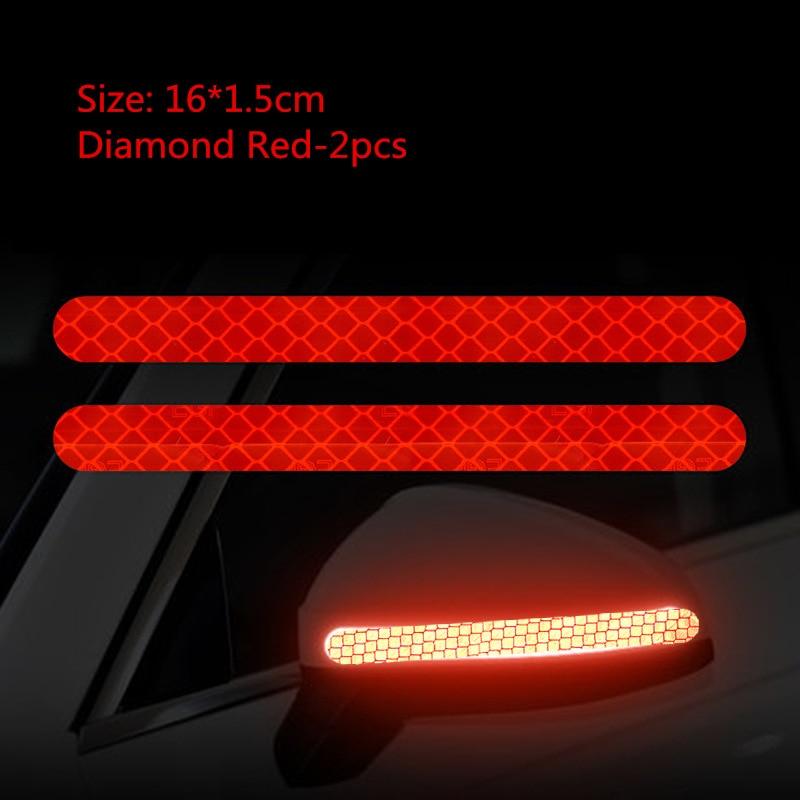 2PCS Car Stickers Mirror Reflective Strip Anti-collision Warning Stickers Exterior Reflex Tape Reflective Strip