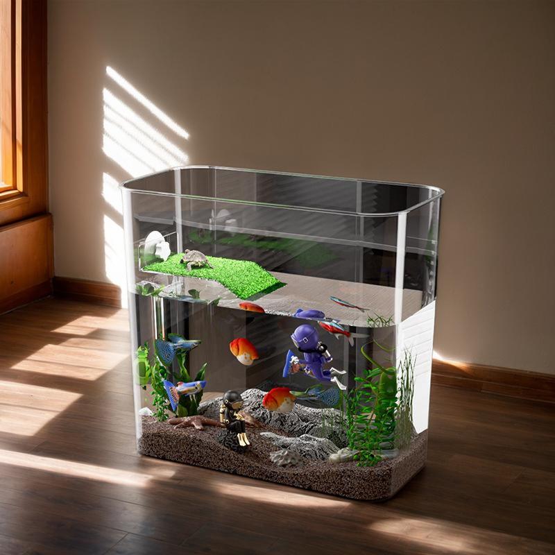 Kampffischbecken Klares Schreibtisch-Fischbecken Schildkrötenbecken Starter Zierfischglas Multifunktionsbereiche Kleines Aquarium Aquarium