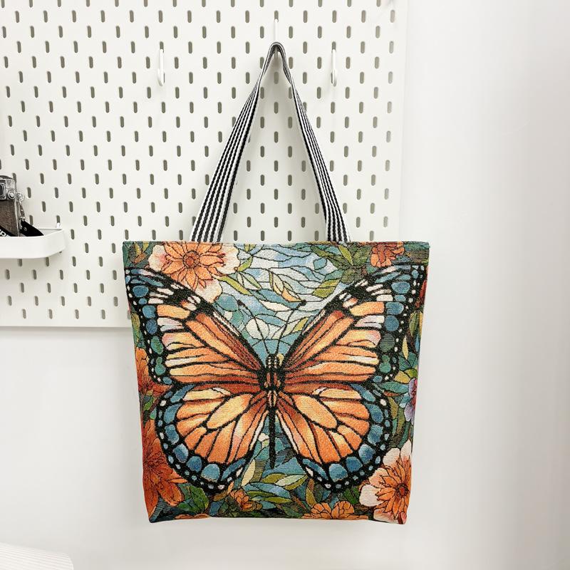 Butterfly Three-dimensional Embroidery Women's Bag Craft Casual Large Tote Capacity Bag