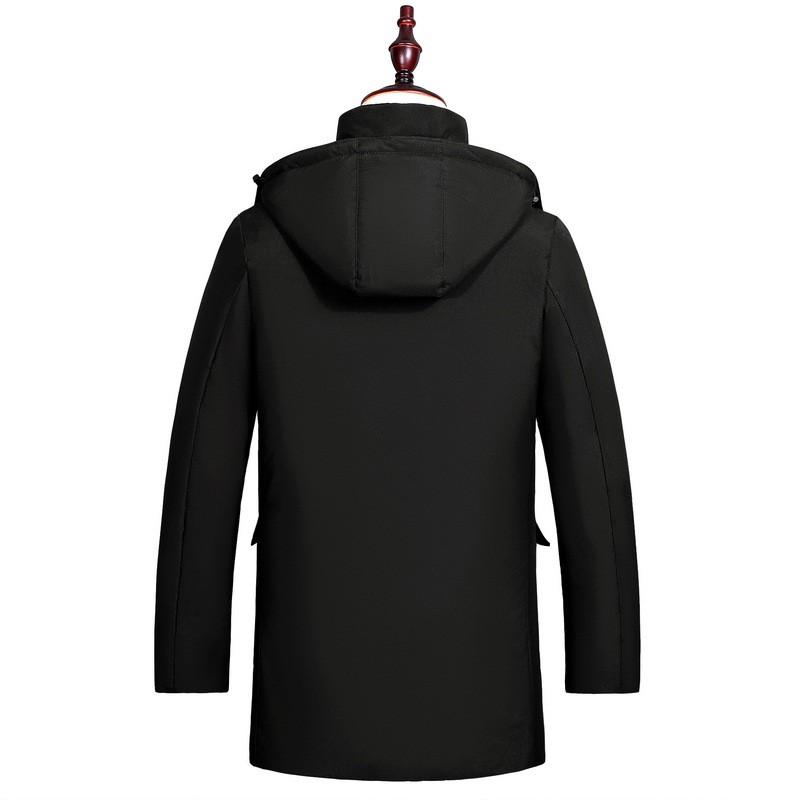 Mens Thick Warm Down Coat Seniors - Mid-Length Winter Jacket With Multiple Pockets 86-90% White Duck Waterproof