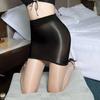 Ladies Shiny See Through Sexy High Elastic Transparent Package Wrap Short Skirts Black White Night Dress Mini Skirt for Women