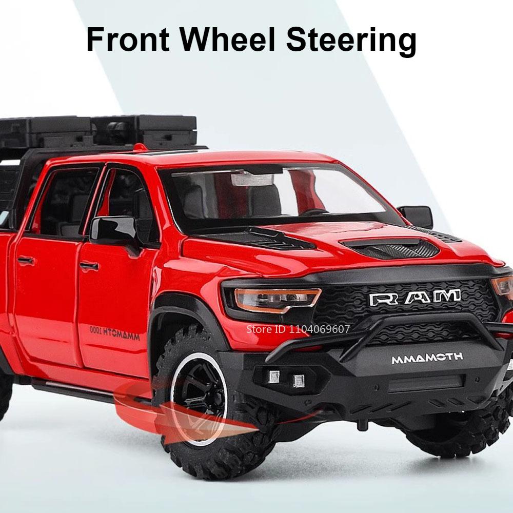 1:32 Mammoth Pickup Toy Car Model Alloy Diecast Doors Opened Sound Light Pull Back Truck Vehicle Models for Boys Kids Gifts