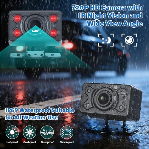 4.3-inch Wireless Backup Camera Set with 720P HD Wireless Backup Camera for Cars, Vans, Trucks, Campers, and Trailers with Parking Guidelines