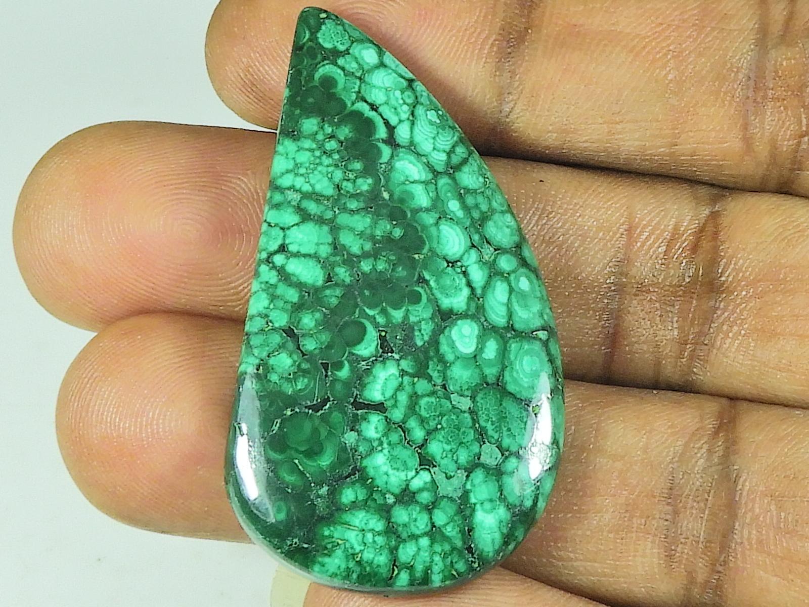 

25X45X05MM Natural Malachite Pear Shape Cabochon Loose Gemstone 78Cts. SK-4601