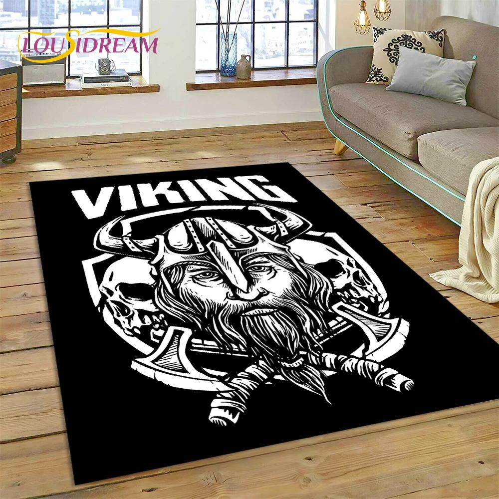 Nordic Viking Odin Valhalla Valknut Carpet Rug for Bedroom Living Room Home Sofa Decoration,Children Game Large Decor Floor Mat