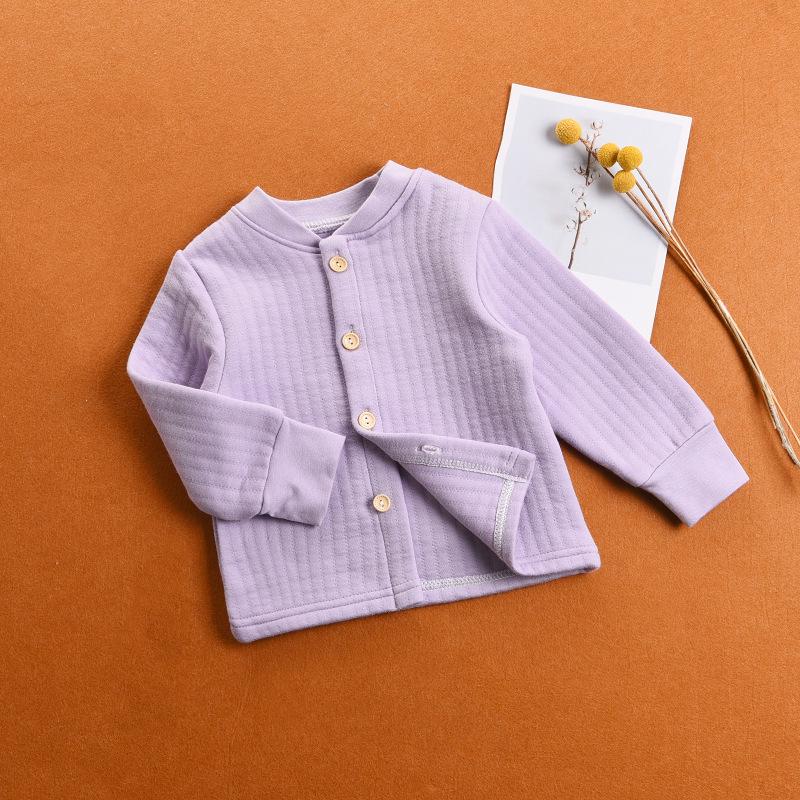 Baby Quilted Long-Sleeve Top: Unisex Three-Layer Autumn/Winter Underwear Pajamas