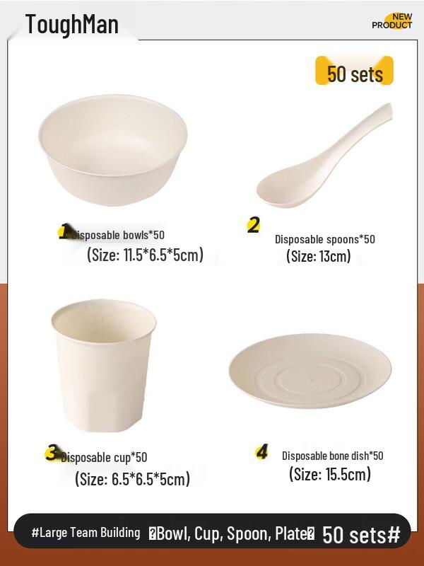 Shangqi Eco-Friendly Disposable Rice Husk Tableware Set