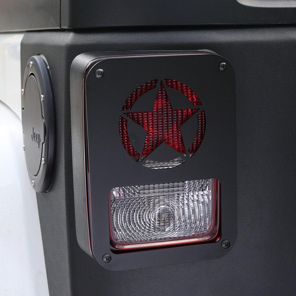 JK Star Tail Light Cover Tail Lamp Guard Cage Protector for Jeep JK Wrangler & Unlimited 2007-2018 - Pair