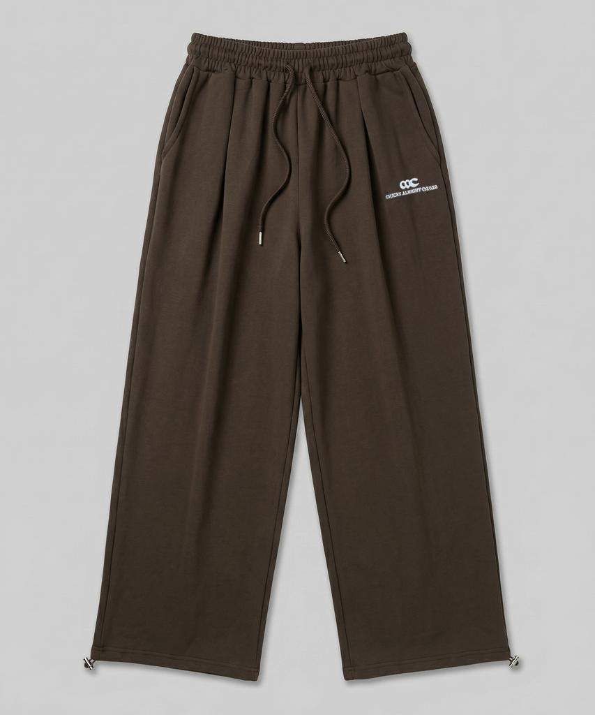CHICKS All-Light Embroidered One-Pleat Wide Sweatpants Brown