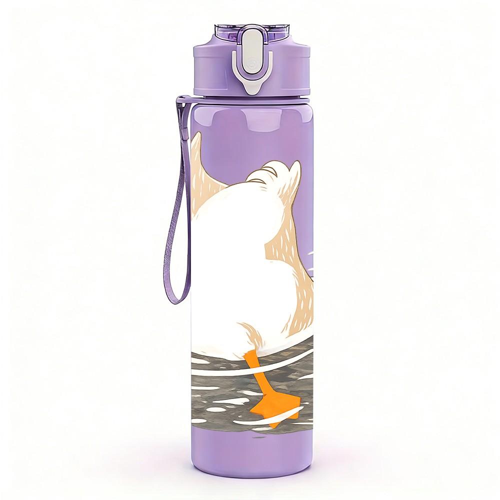 1PC Swan Bird Water Scene Art Print 750ml Color Plastic Sports Water Bottle Leakproof Flip Straw Lid Suitable for Sports Office Home Use
