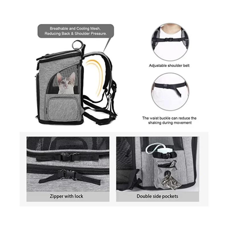 Pet Carrier Bag Dog Double Shoulder Backpack Sturdy Frame Breathable Foldable Puppy Backpack Large Capacity Expandable Cat Bags