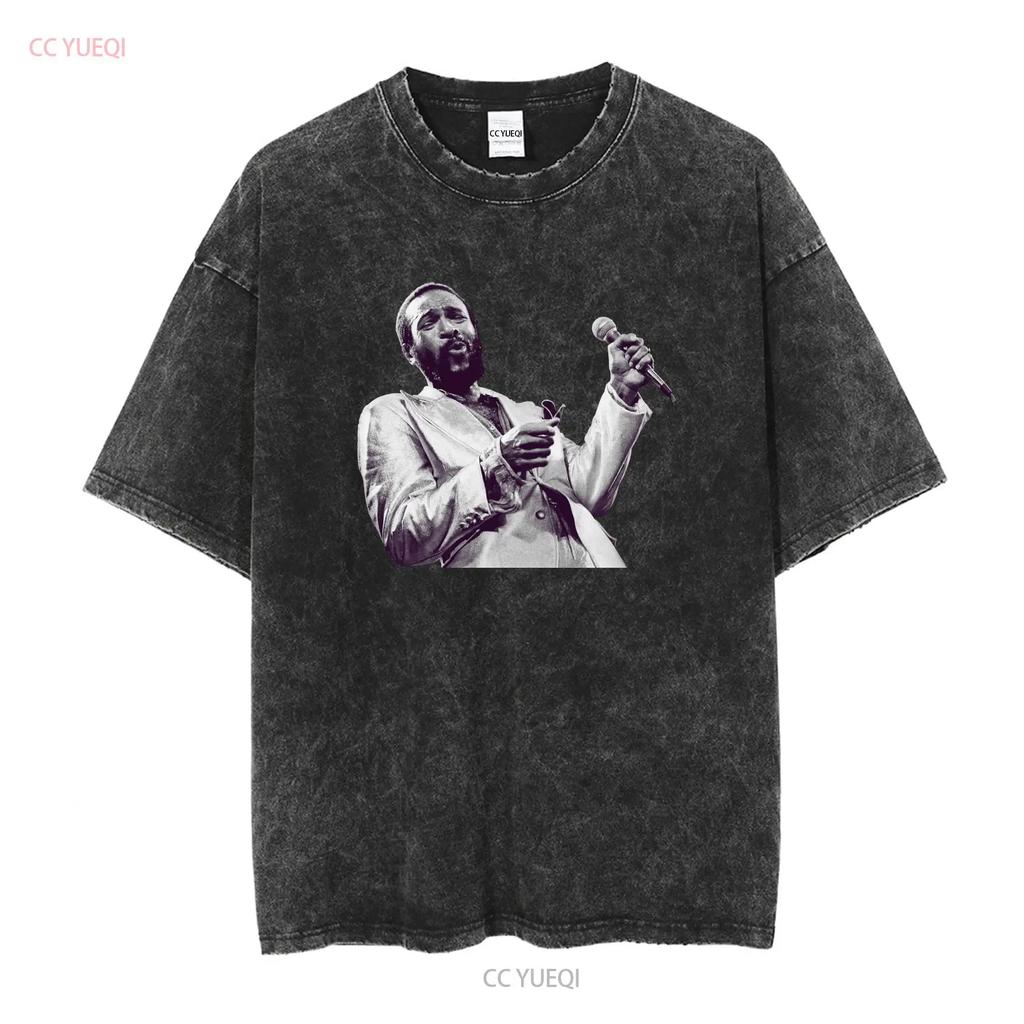 Marvin Gaye Photo T Shirt Concert Whats Going On vintage Washed Unisex Versatile Comfortable designer clothes fashion