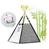 Tenda Tipi Nukido Para Crianças Com Guirlanda e Luzes Em Preto e Branco Com Um Panda