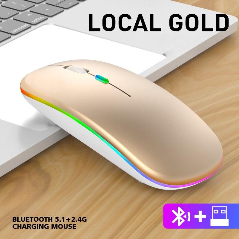 Wireless Mouse Rechargeable Silent LED Backlit Mice PC Laptop Computer Mous 2.4Ghz Receiver Bluetooth Dual Mode Optical Mice