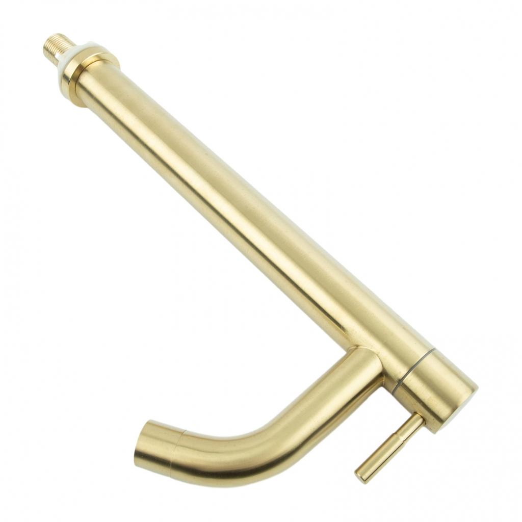 Brushed Gold Bathroom Basin Single Hole Cold Handle Shower Head Sink Faucet Bath