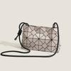 Japanese Small Square Bag Summer Trendy Crossbody Bag Single Shoulder Women's Bag Fashionable Simple Geometric Diamond Splicing Drawstring Bag