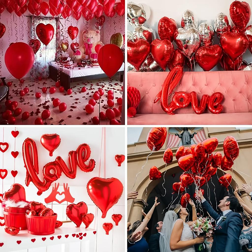 58pcs Valentine's Day Love Balloon Set - Perfect for Weddings, Engagements, and Anniversaries - Mixed Colors, Aluminum Foil, No Power Required
