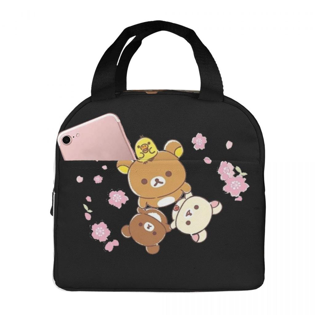 Rilakkuma Sakura Insulated Lunch Bag for Women Office Cooler Thermal Food Box Tote Leakproof Lunch Boxes Container