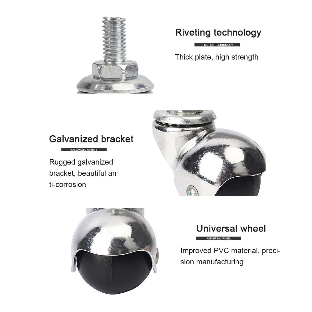 4PCS Universal Ball Caster 1.5 Inch Light M10 Screw Rod Anti Corrosion Furniture Wheel