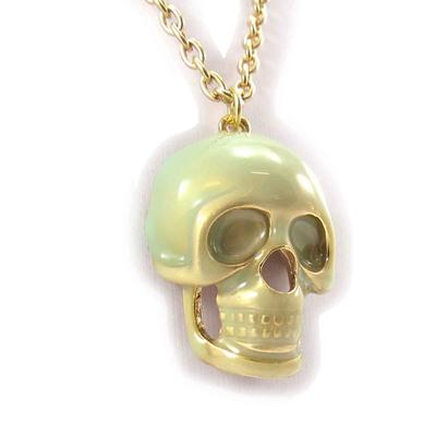 [J8543] - Designer-Sautoir 'Totenkopf' goldgrün
